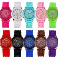 

RTS Fashion Geneva Colorful Wrist Watch Unisex Silicone Band Kids Sports Wrist Watch Women Men Wholesale