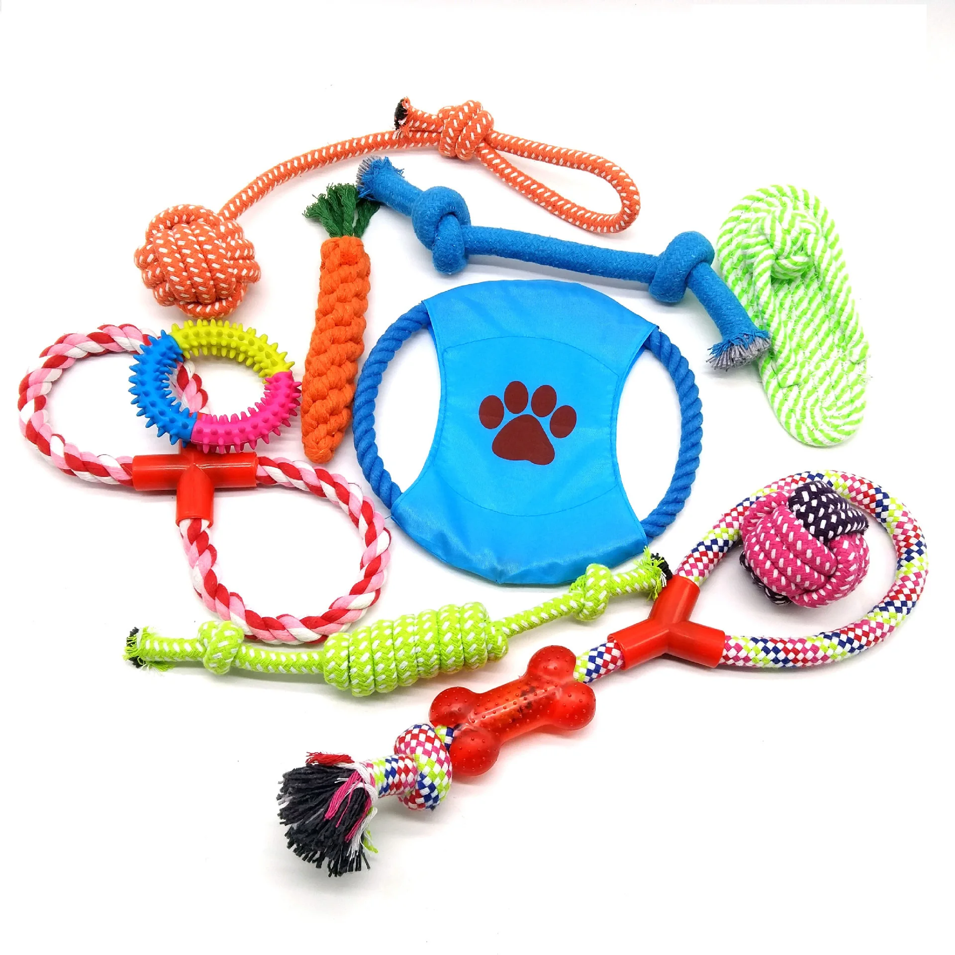 

Pet dog chew toy 10 pack set ball rubber cotton rope dog toy pet supplies