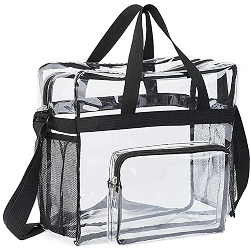 

Multipurpose Portable Transparent Tote Bag with Zipper, Black