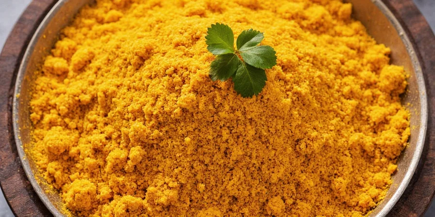 A beautiful finished curry dish served with rice and naan bread