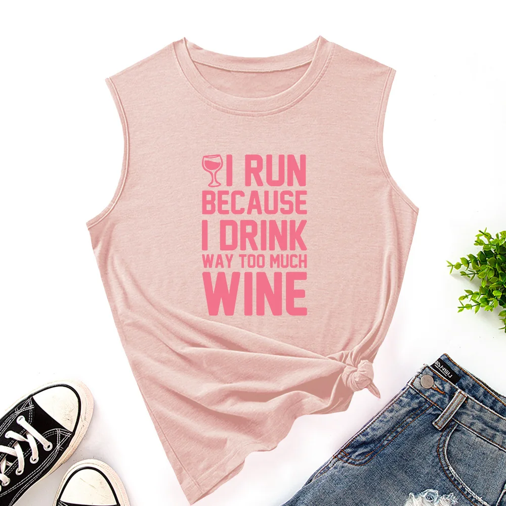 

2021 New Summer Shirts for Women Casual Printing Letter Sleeveless Color Cotton Vest