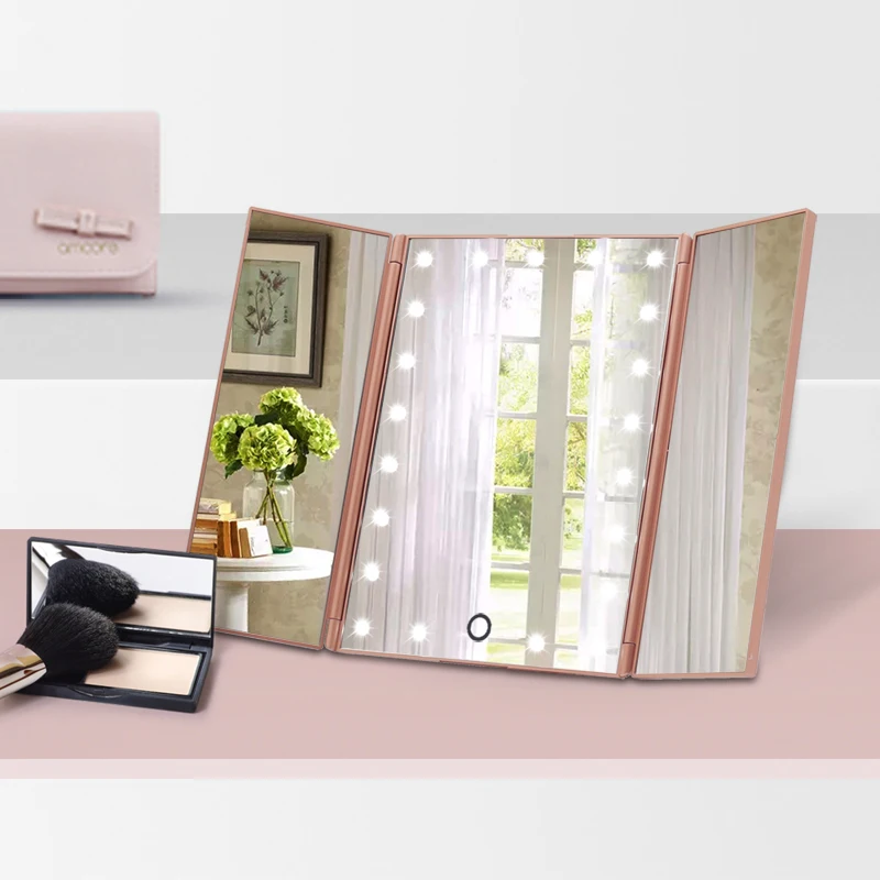 

Travel Size 3 Way Self Hair Cut Mirror Folding With Adjustable Height Bracket