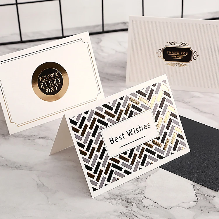
Custom Business Personalization Stationery Hot Stamping Blank Greeting Folded Note Cards And Envelopes Paper 