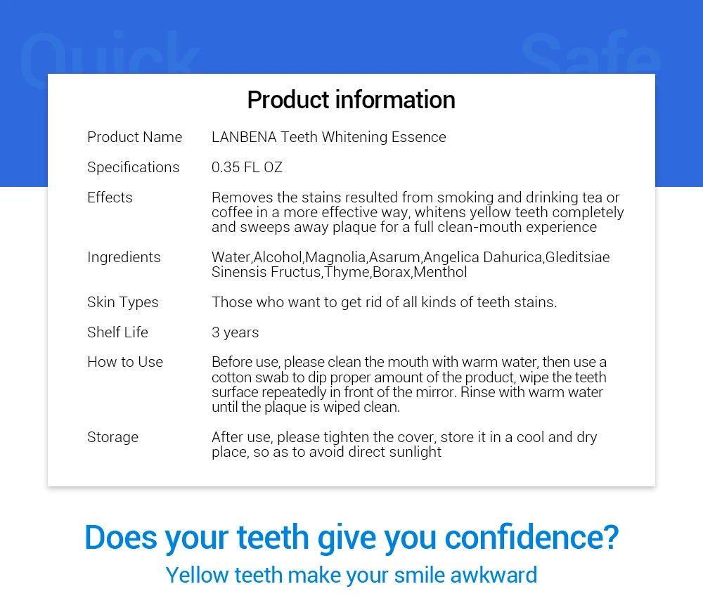 LANBENA blanchiment des dents portable essence liquide en gros
