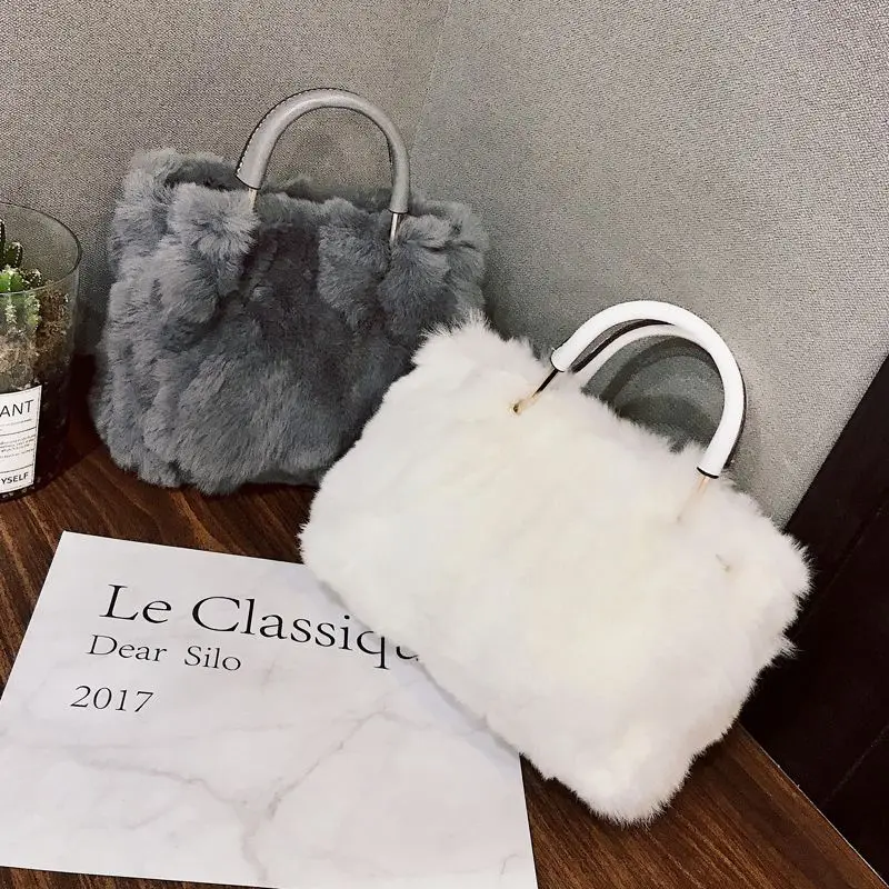 

Popular Trendy Winter Luxury Ladies Fashion Faux Fur Bags Shoulder Chain Leisure Plush Evening Women Fluffy Handbags