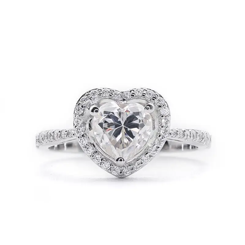 

Trendy Design Jewelry Heart Cut Diamond Gra Moissanite Ring, White,d