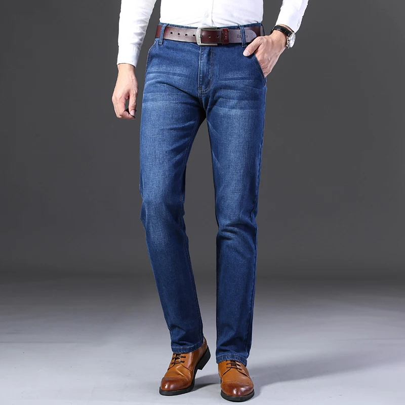 

Wholesales Classical Pantalones Blue Black Men Stretch Straight Fit Denim Pants Plus Size Jeans