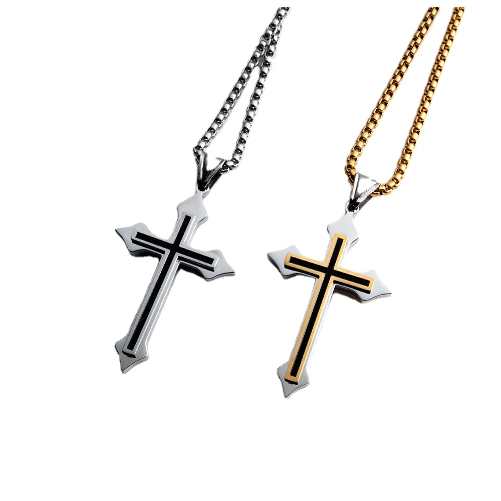 

Wholesale New Design Unique Chain Men Steel High Quality Men Cross Pendant Necklace//, Picture shows