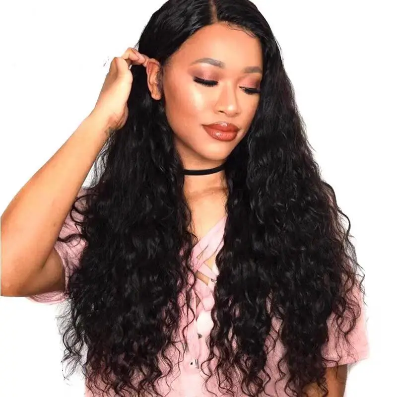 

Wholesale 22inch Water Wave 360 Lace Frontal Wigs Virgin Brazilian Human Hair Water Wave Wig for Black Woman, #1,#1b, natural color, #2, #4,#27, #30, #613