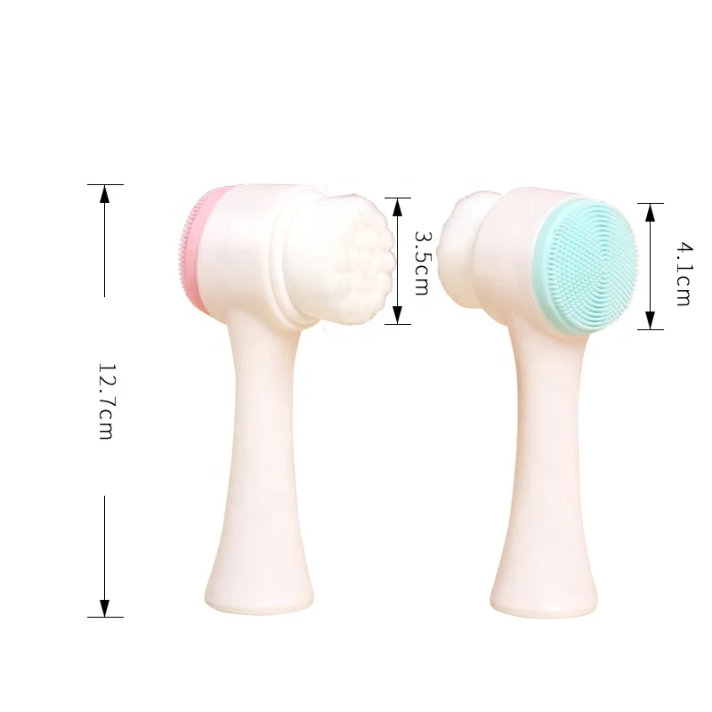 

Factory Wholesale Multifunction Double Sided Face Massage Cleaning Brush, Pink/sky blue