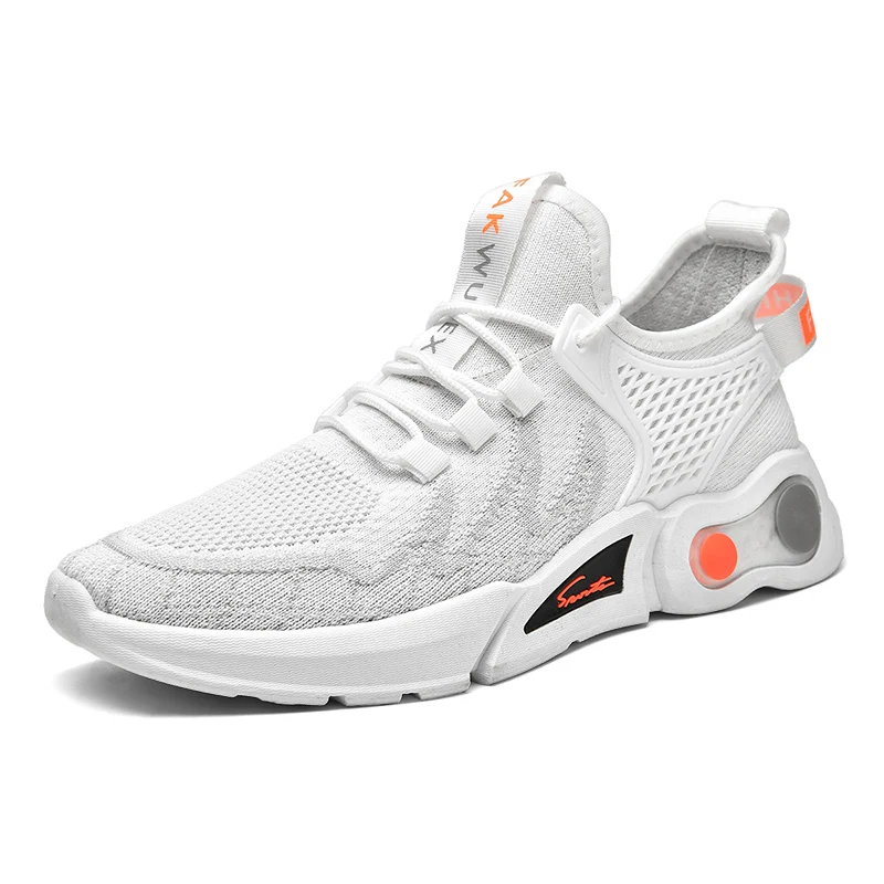 

Custom logo running casual sport shoes fly knit black /white sneakers for men