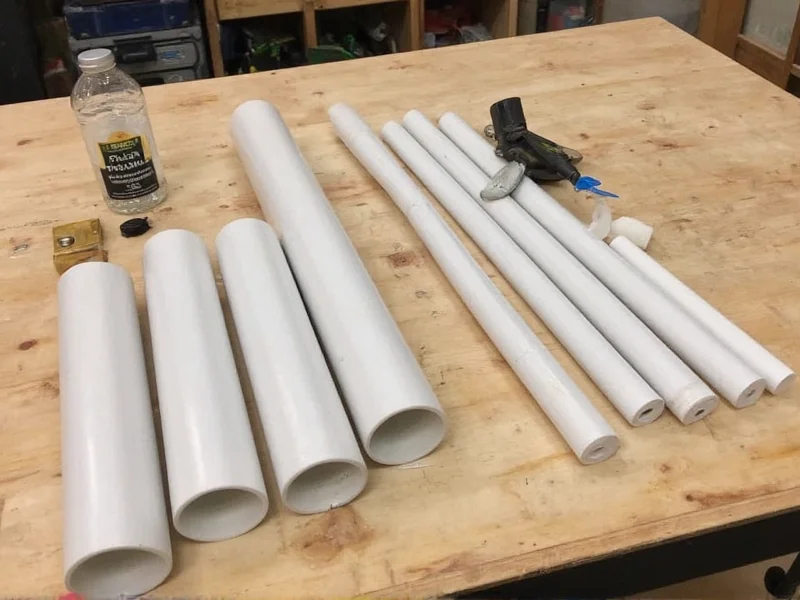 PVC chicken feeder materials laid out on workbench