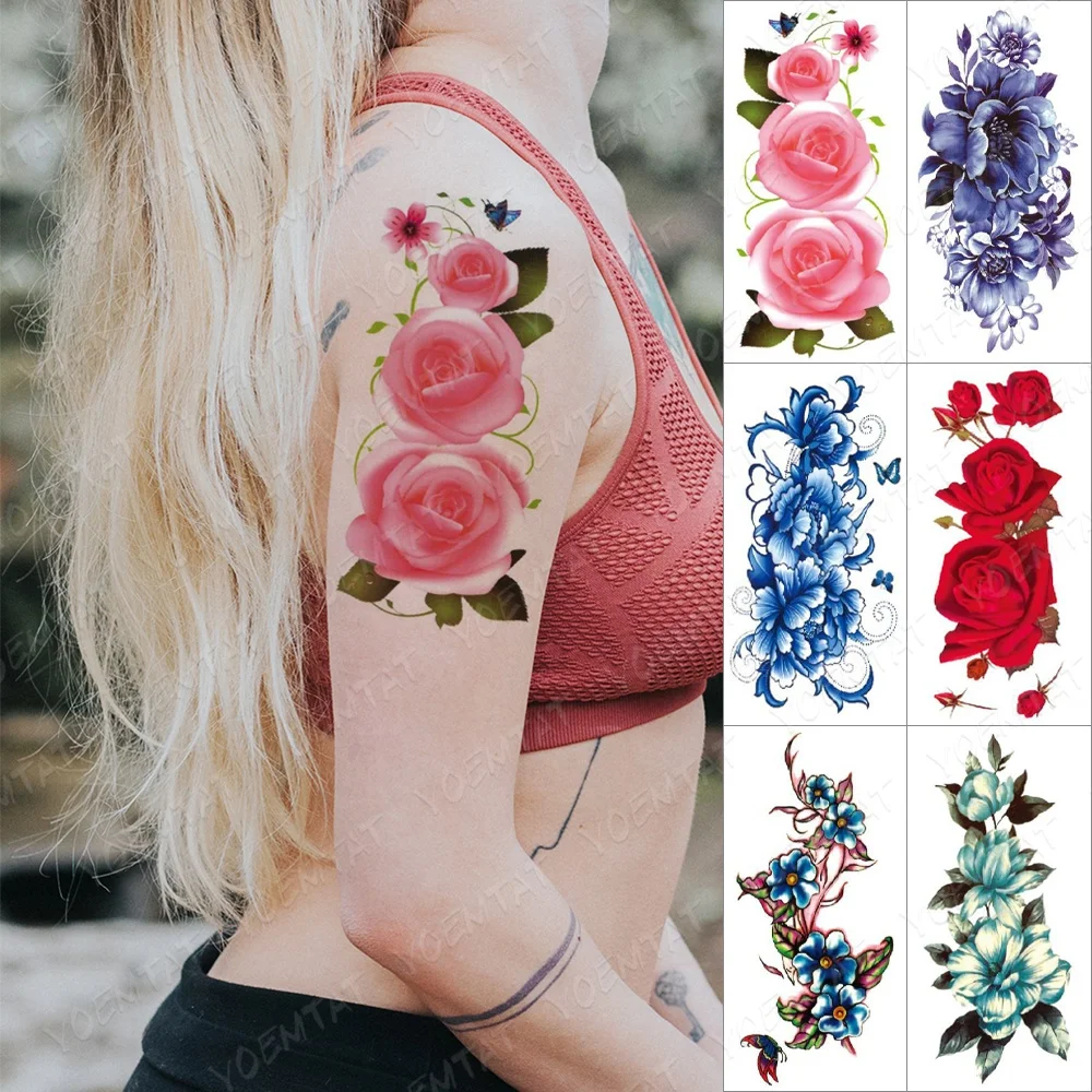 

New Design Water Transfer Temporary 3D Sexy Flower Tattoo Sticker, Cmyk