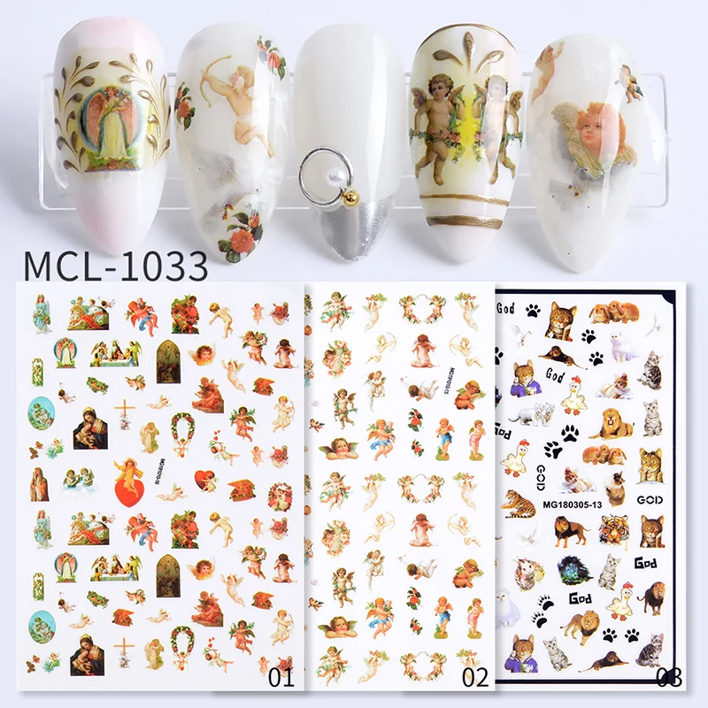 

Hot selling DIY designs 3D cupid animal cartoon nails stickers for Valentines day nail art decoration