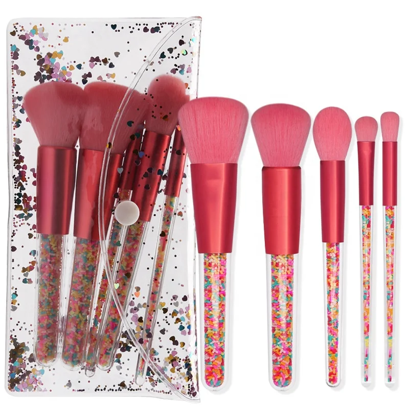 

New 5pcs Lollipop Candy Unicorn Crystal Makeup Brushes Set Colorful Lovely Foundation Blending Brush Makeup Tool