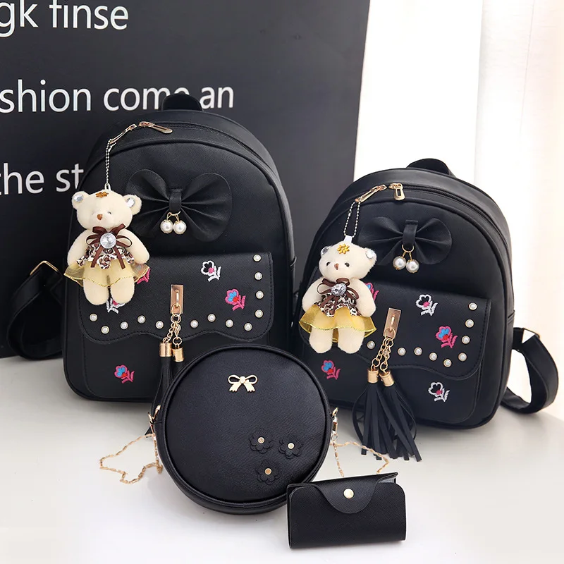 

Factory Wholesale PU Leather 3PCS Women Backpack Set Children Girls Fashion School Backpack
