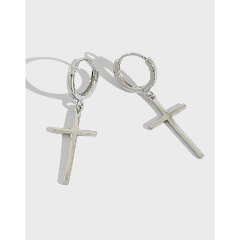 

Hot sale wholesale classic S925 sterling silver cross drop earrings for women, As pics