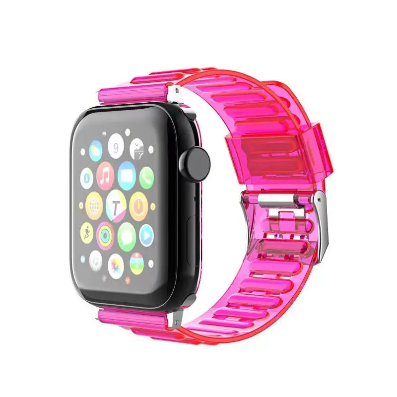 

Leyi smart watch sport straps tpu crystal color clear band for apple iwatch 38 40 42 44mm smartwatch bands, Optional