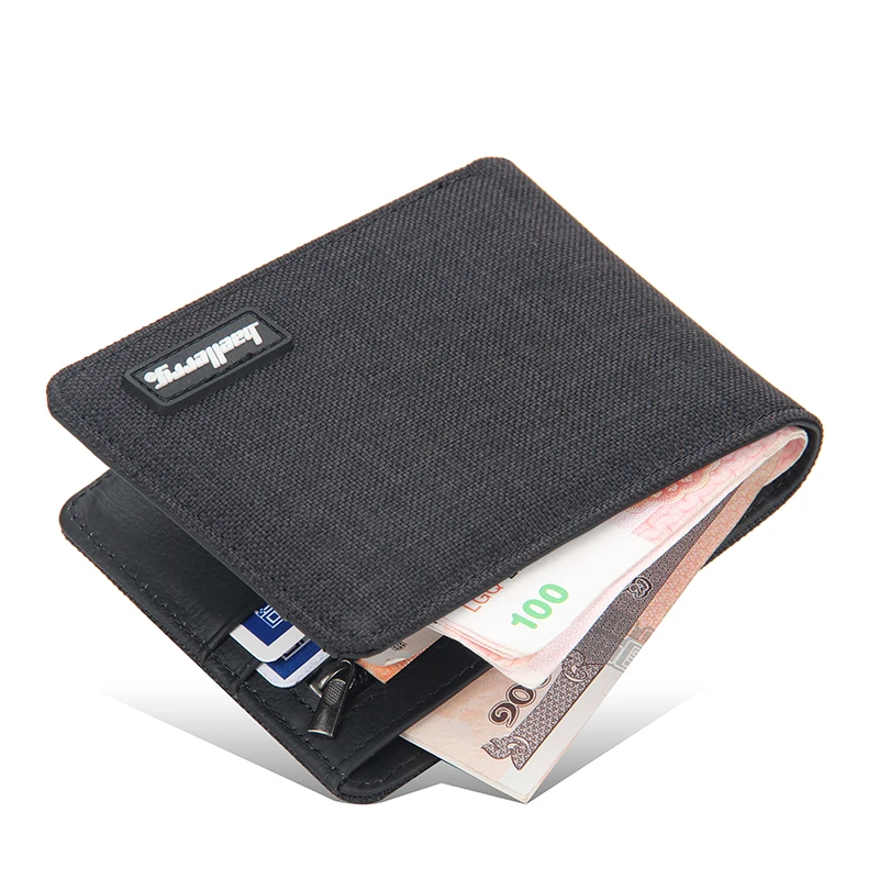 

Baellerry 2020 New Antique Canvas Genuine Leather Short Wallet For Men,Male Cowhide Coin Purse Card Holder Case Wholesale, Black,brown,blue
