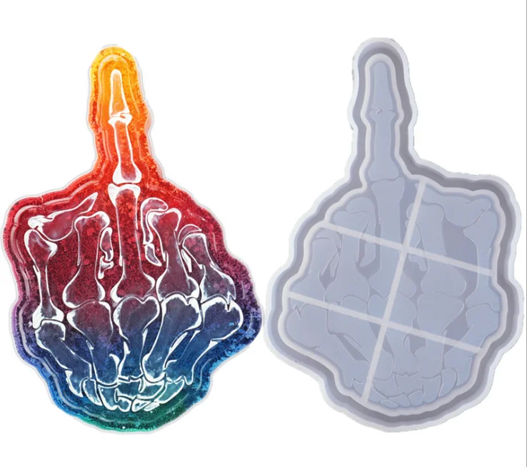 

LOVE'N DIY epoxy middle finger skull hand silicone mold resin art mold LV387F