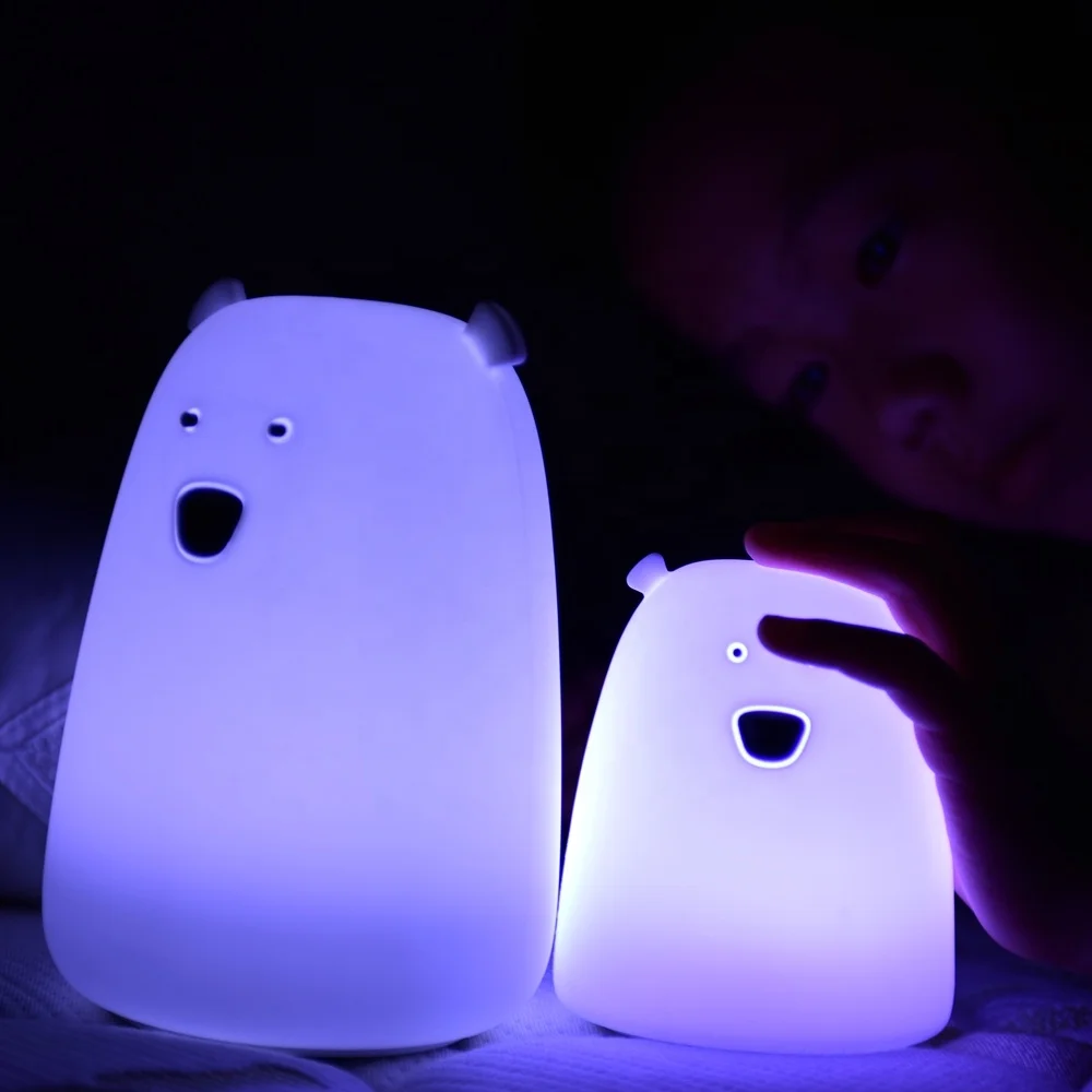 
7 Colors Bear LED USB Children Animal Night Light Silicone Soft Cartoon Baby Nursery Lamp Breathing LED Night Light 