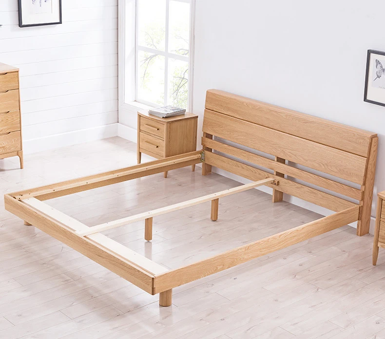 product-Morden simple design custom hot sale natural solid wooden bed single double bed furniture fo-2