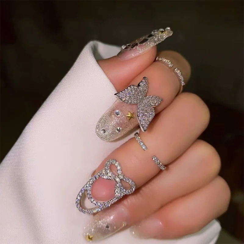 

Light luxury fashion crystal index finger ring fingernail ring jewelry nail ring