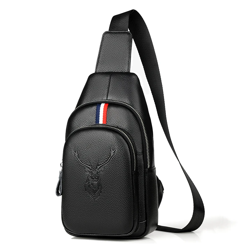 

High Quality Genuine leather Chest pack for men cowhide messenger bag crossbody bags fashion shoulder Bags Men's Chest Satchel