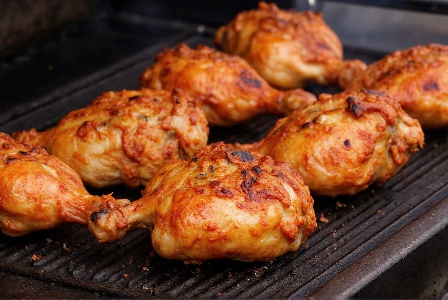Traditional Portuguese piri piri chicken being grilled with visible sauce application and char marks