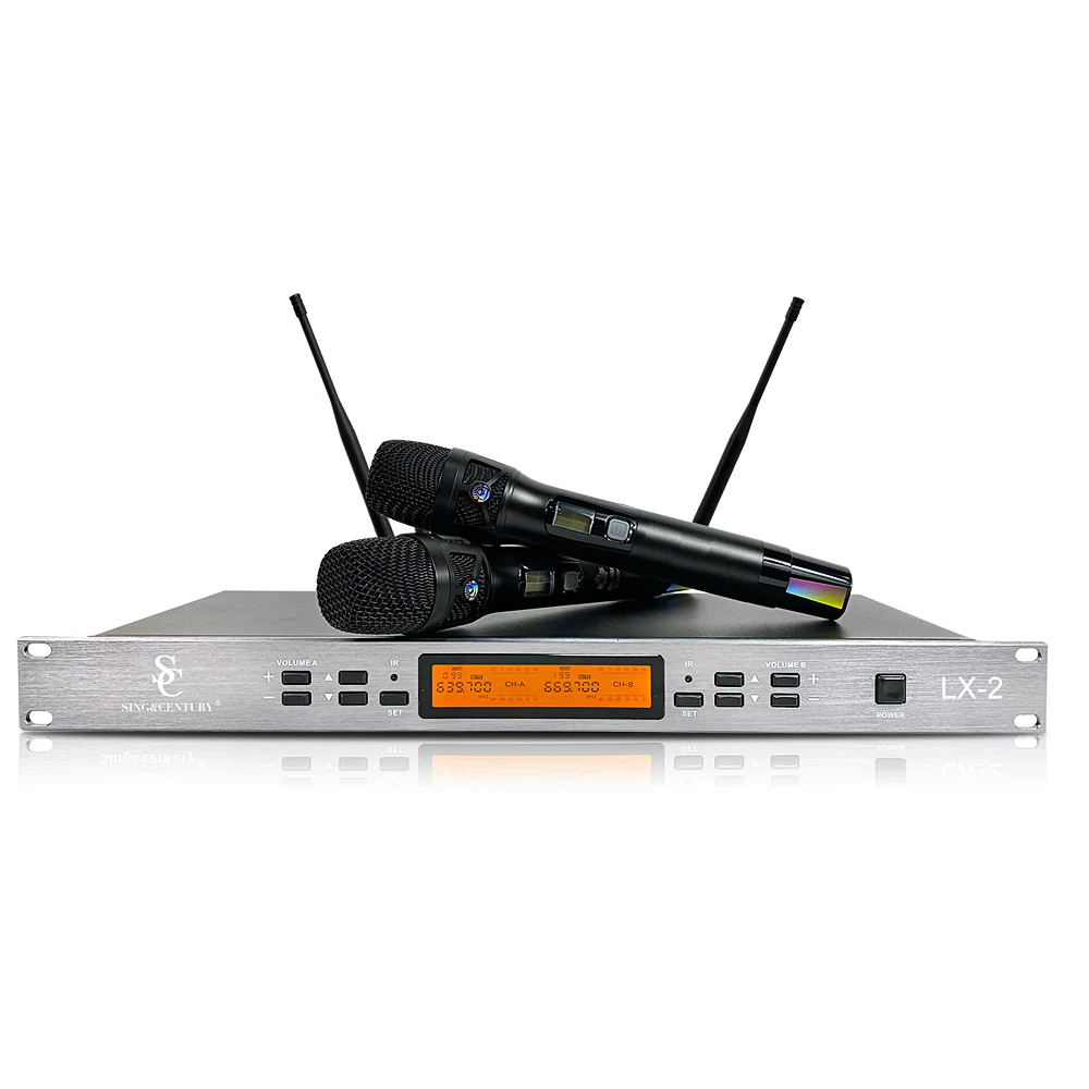 

LX-2 Cheap Price Dual Channel UHF Analog UHF professional Long Range Wireless Microphone System
