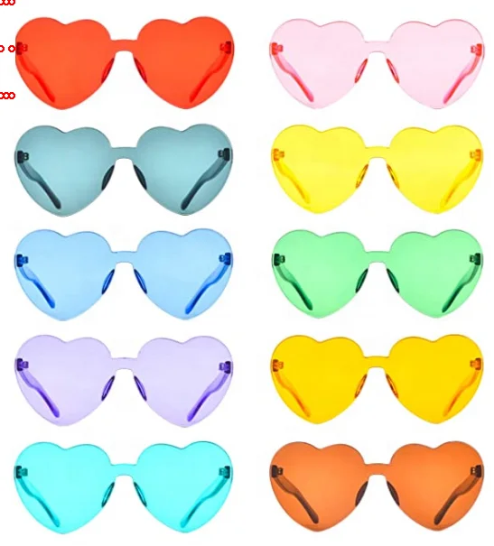 

Heart Shaped Rimless Eyeglasses Transparent Frameless Glasses Tinted Eyewear for Party Cosplay small party funny sunglasses