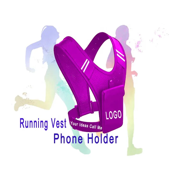 

MOQ 1pcs custom reflective logo ultra running vest hydration backpack running vest mobile phone holder, Black