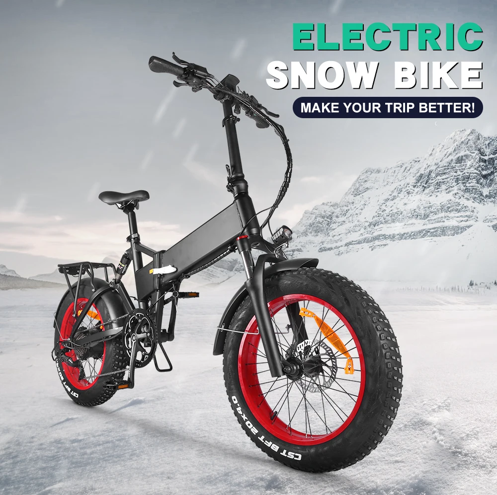 

20 inch bafang folding bike ebike full suspension electric fat bicycle fat folding electric bike 750w, Red & black