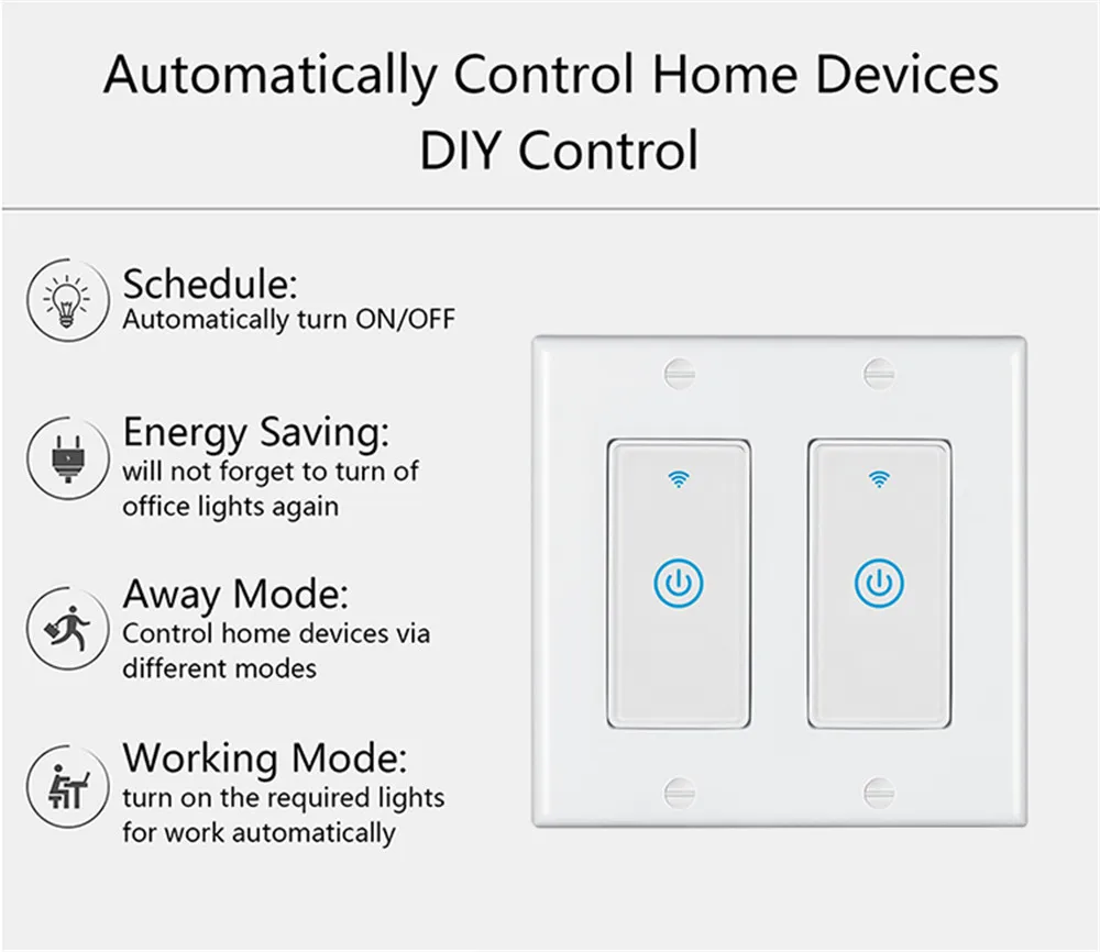 Zigbee 2GANG US Switch/Smart Wireless Light Switch Wifi Touch Switch - ANKUX.COM
