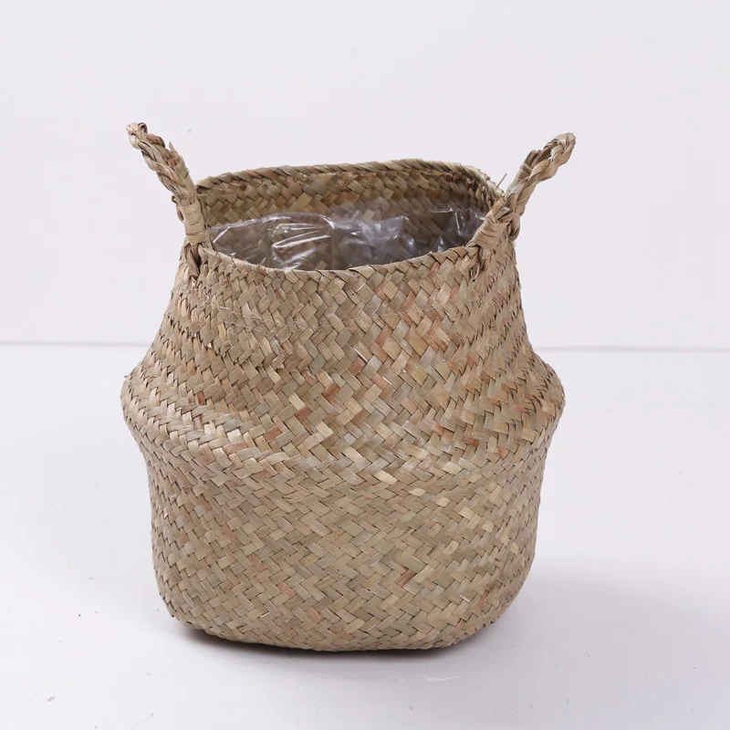 

XL Wholesale Seagrass Belly Basket Flower Plants Pots Decors Laundry Storage Basket with Handmade, Primary colors