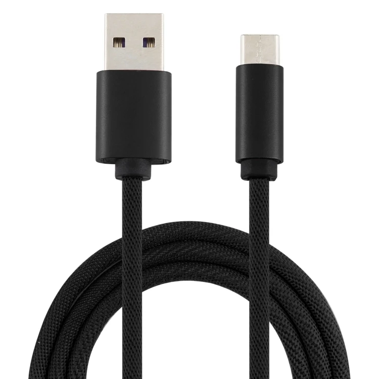 

5A USB to USB-C / Type-C Super Fast Charging Braided Data Cable, Cable Length: 1.8m (Black)