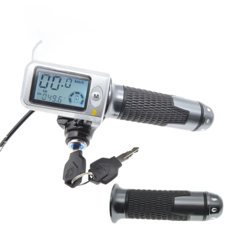 36V 48V 60V LCD Display Electric Scooter Throttle Grip With Key Lock Power Indicator Durable E-bike Accessories