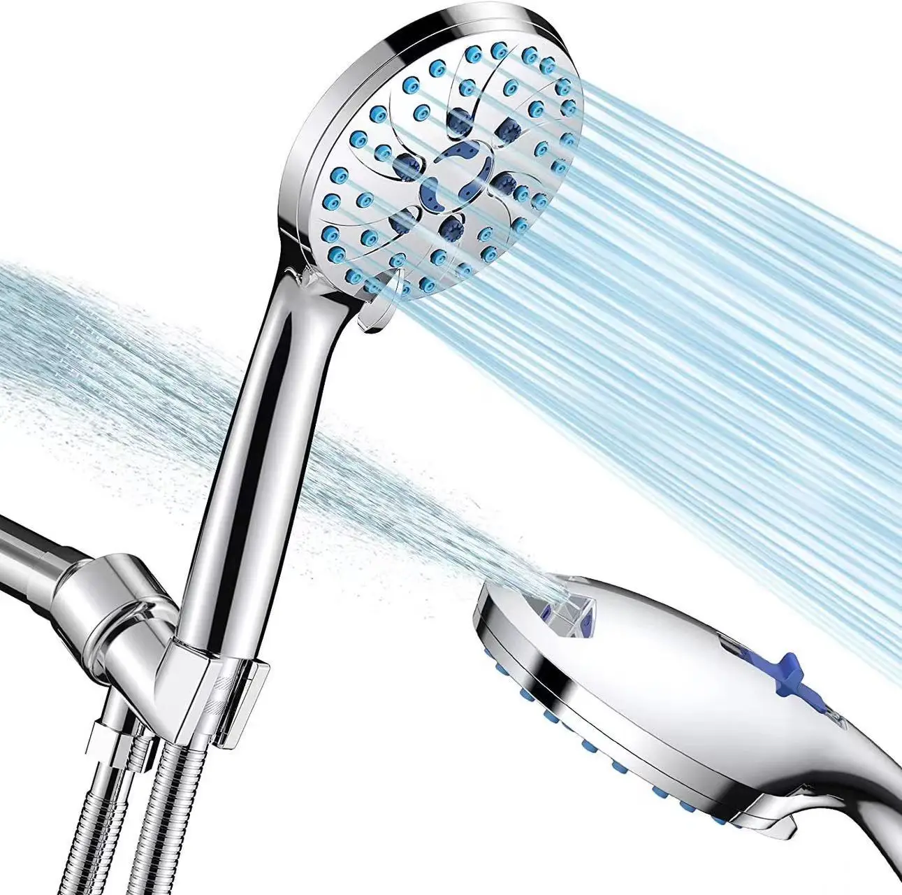 

2021 Modern Water Saving Flow 360 Degrees Rotating With Fan ABS Rain spray Nozzle Hydro Jet Shower Head Kit with 3 Filter