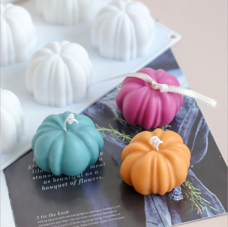 

3D Mini Pumpkin Shape Candle Silicone Mold For Resin Soap Polymer Clay Plaster Handcraft Mould Halloween Home Decoration