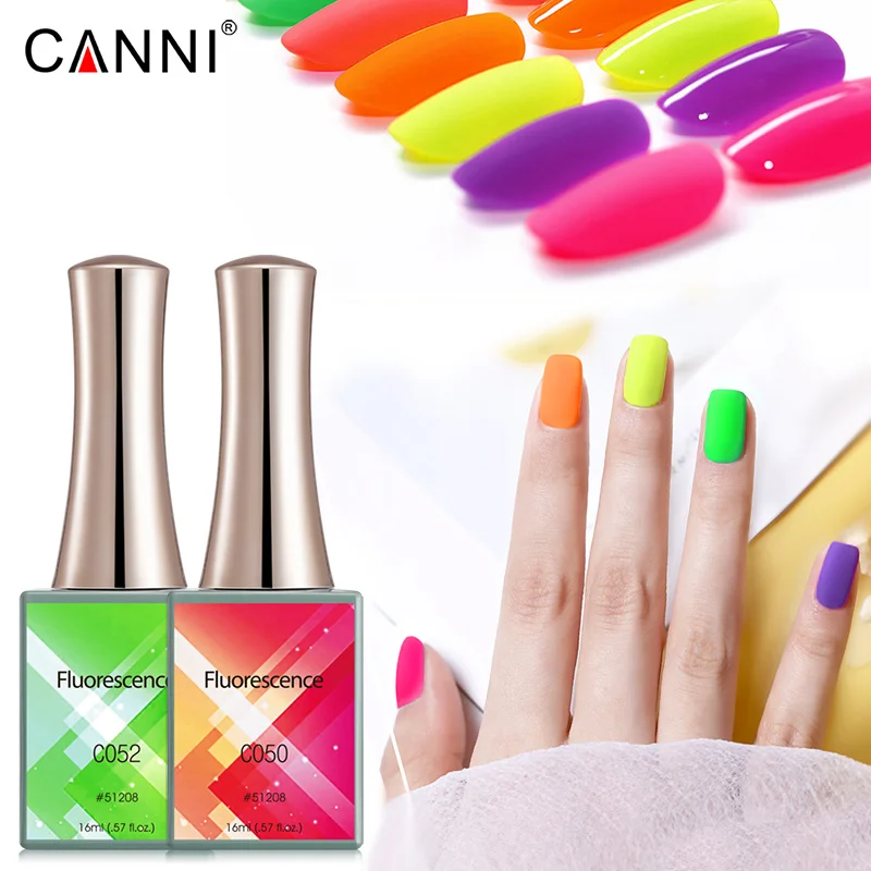 

CANNI nail art manicure 16ml soak off uv gel neon series luminous color semi permanent enamel uv gel nail polish lacquer varnish, 6 colors