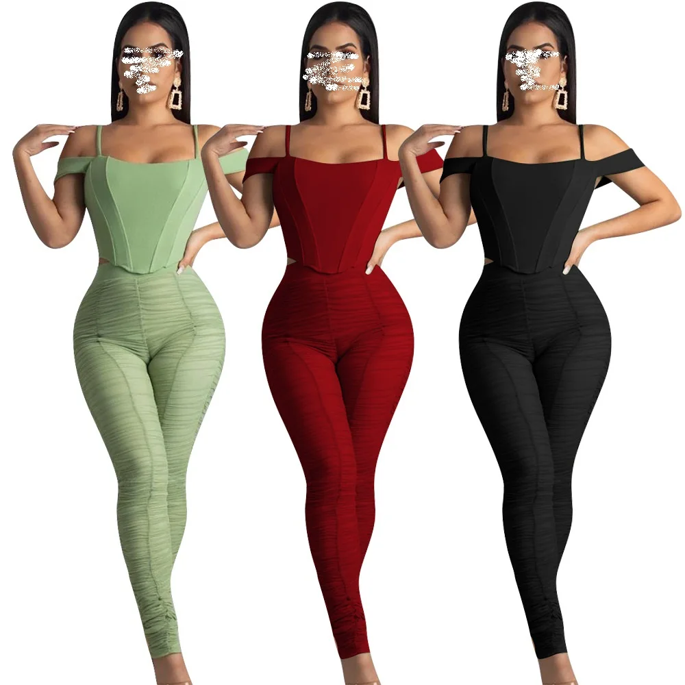

Autumn New Women Two Pieces Set Crop Top Long Booty Pants 2 Pcs Set Elastic Suits Skinny Ladies Outdoor Sexy nightclub costumes