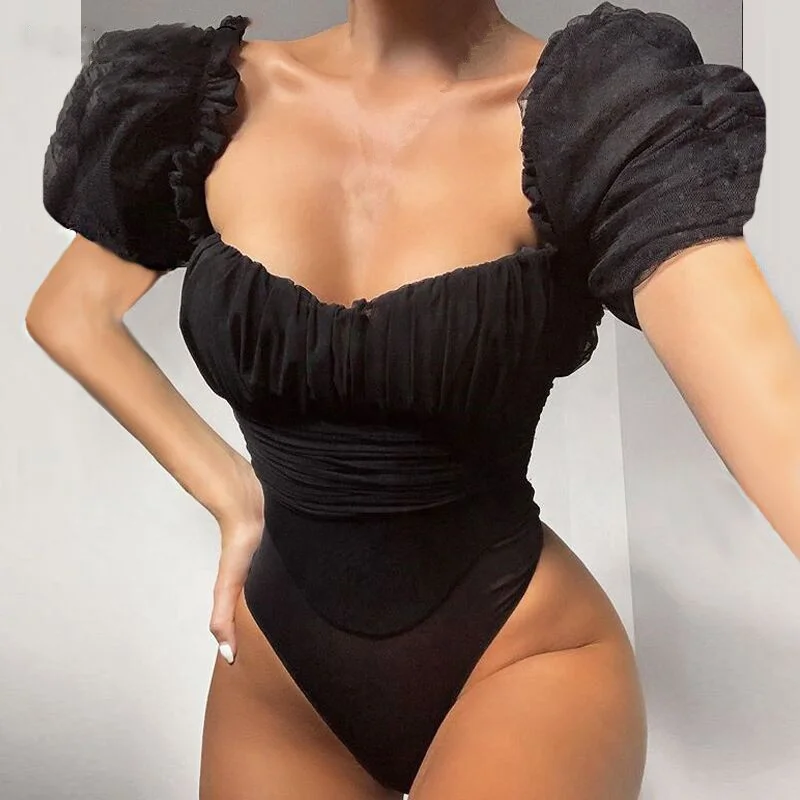 

B23863A New fashionable sexy hollow-out perspective slim onesie bodysuit