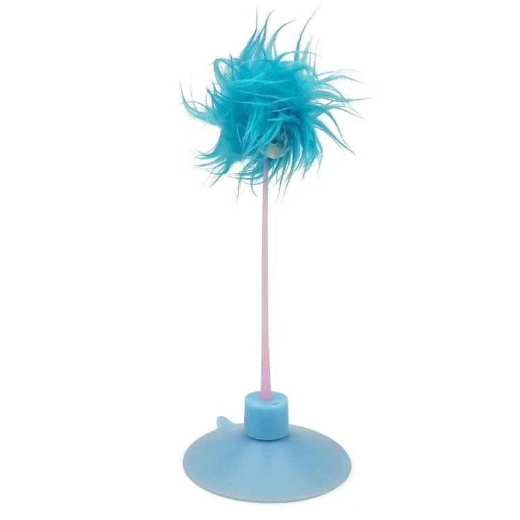 

Scratcher cat toy suction cup with pom pom interactive cat sticks toys