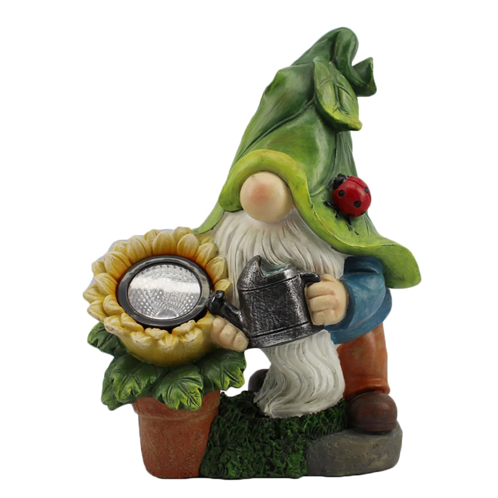 

Hot sale Garden gnome with led light Resin Elf statue decoration solar luminous dwarf ornaments, Mix colors