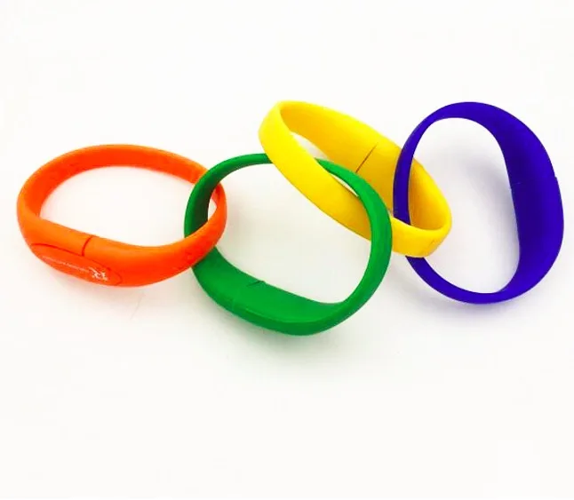 %100 real capacity Custom logo Silicon Bracelet Wrist Band USB Flash Drive USB 2.0 Flash Stick Pen Drive - ANKUX.COM