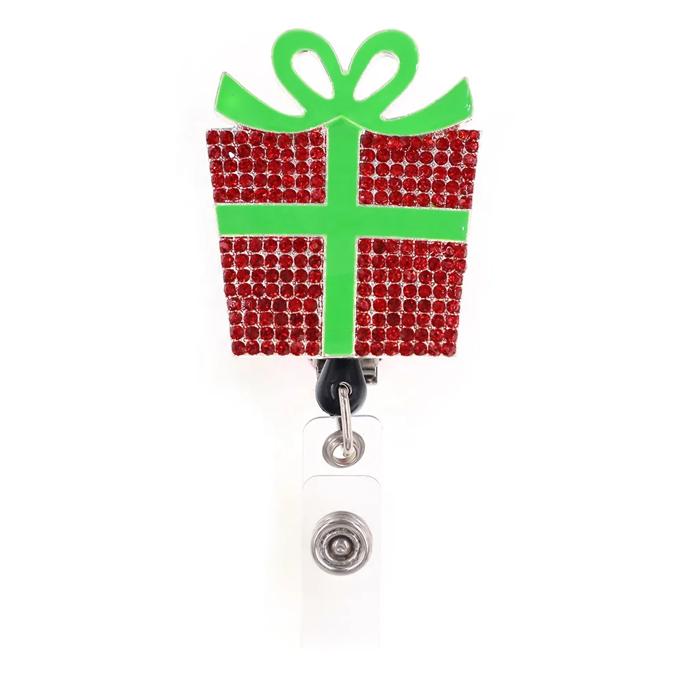 

Enamel Rhinestone Crystal Medical Christmas Gift Decoration Box For Doctor Nurse Staff ID Retractable Badge Reel/ Holder