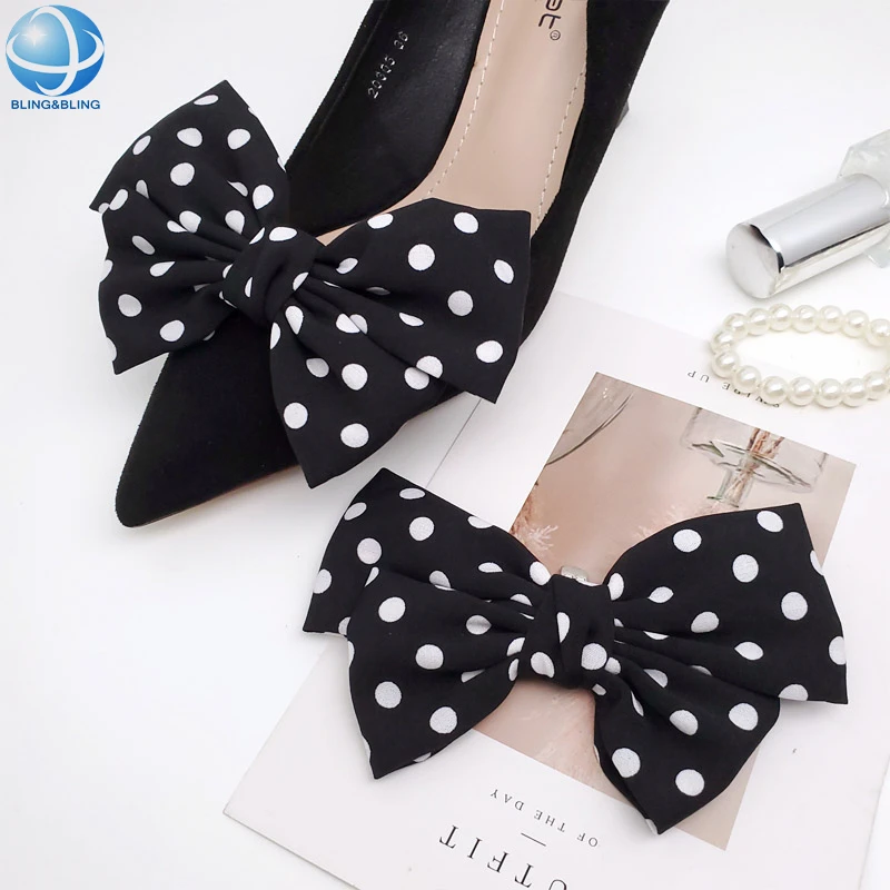 

Handmade Satin fabric bowtie shoe Clips On High Heels Shoes Decoration Accessories