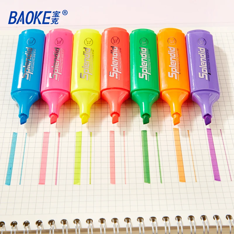 Rainbow Rechargeable Highlighter Pen,5 Color Set Red Highlighter Marker