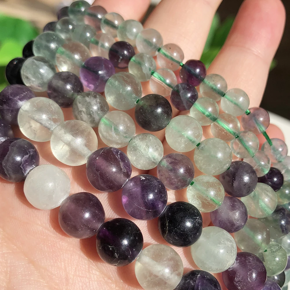 

Wholesale Natural Stone Beads Colorful Fluorite Round Loose Beads For Jewelry Bracelet Necklace Making