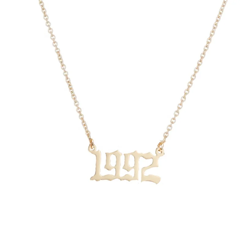 2019 Number Custom Gold Silver Stainless Steel Year Necklace For Women